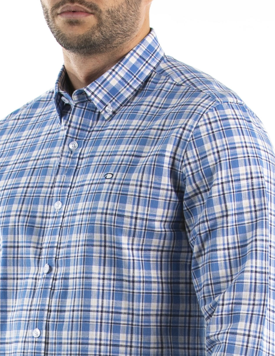 Camisa casual Oscar de la Renta de algodón manga larga para hombre