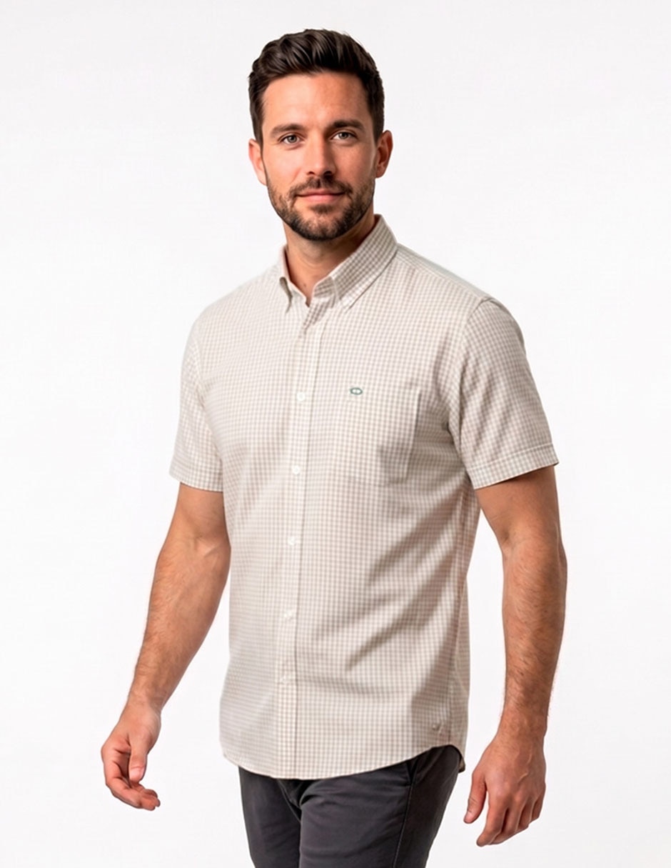 Camisa casual oscar de la renta de algodón manga corta para hombre