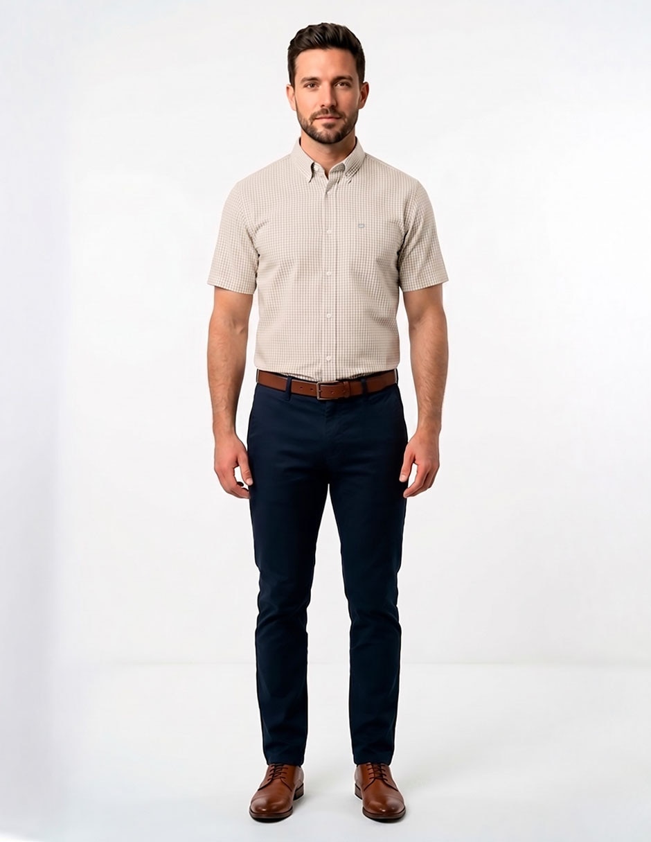 Camisa casual oscar de la renta de algodón manga corta para hombre