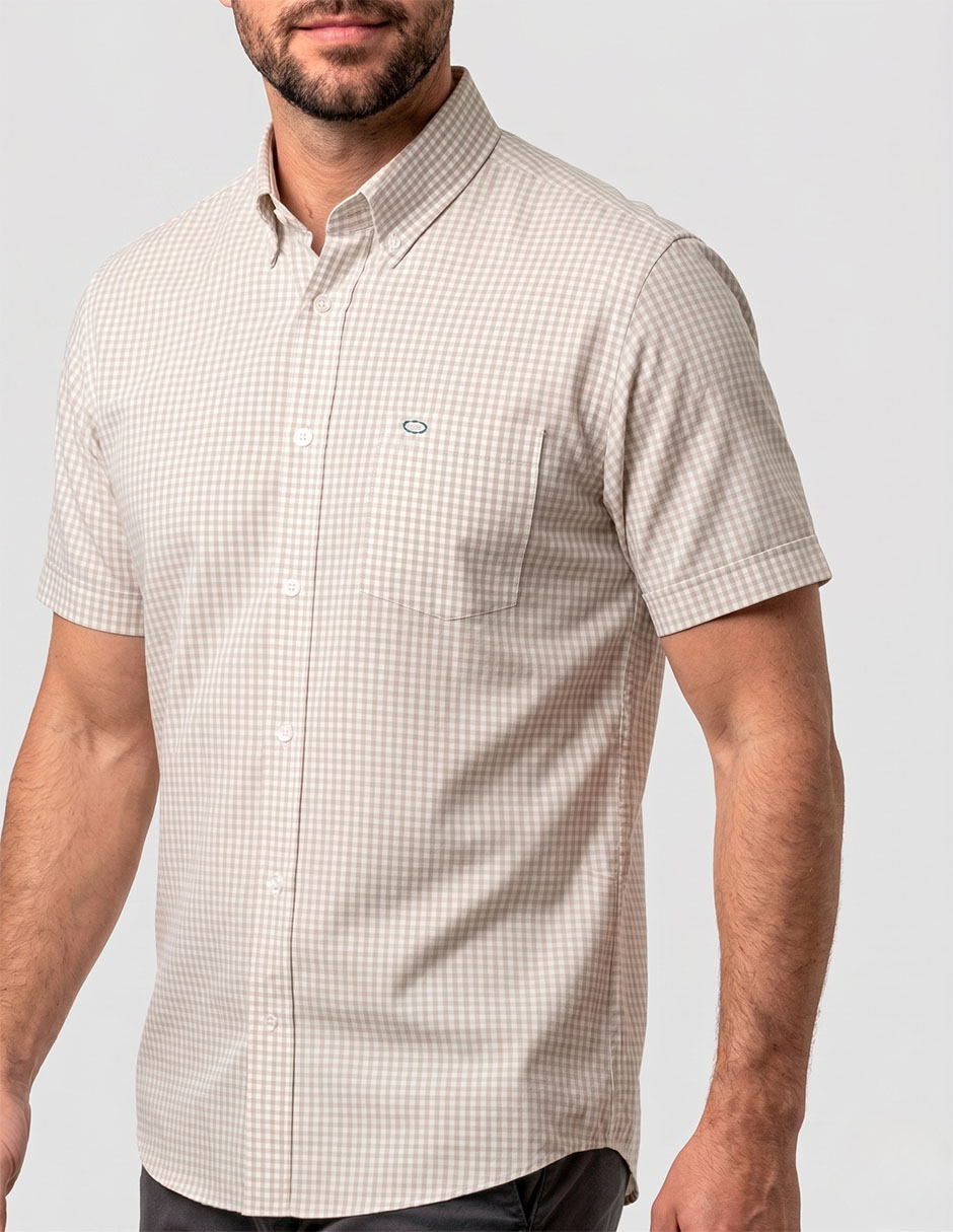 Camisa casual oscar de la renta de algodón manga corta para hombre