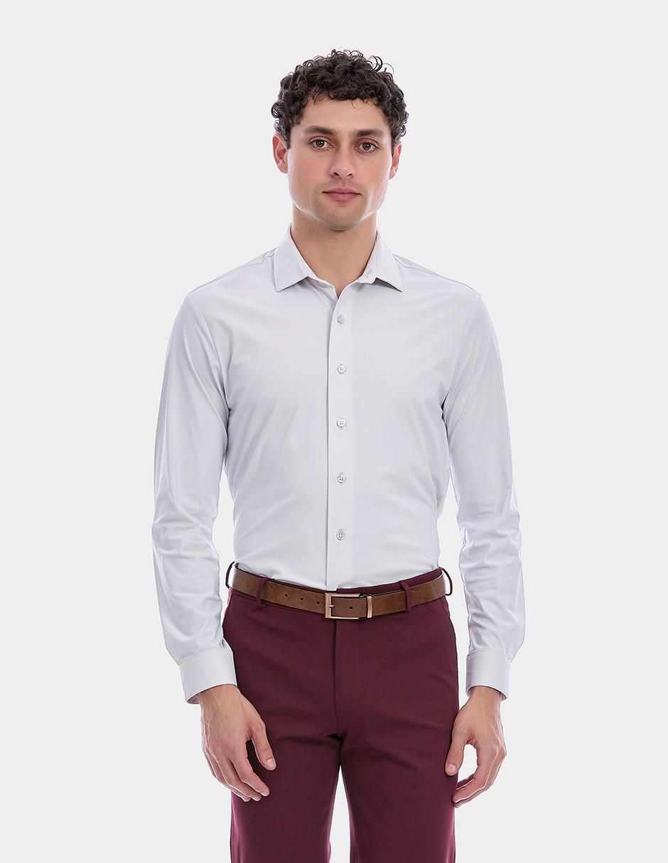 Camisa business casual manga larga para hombre