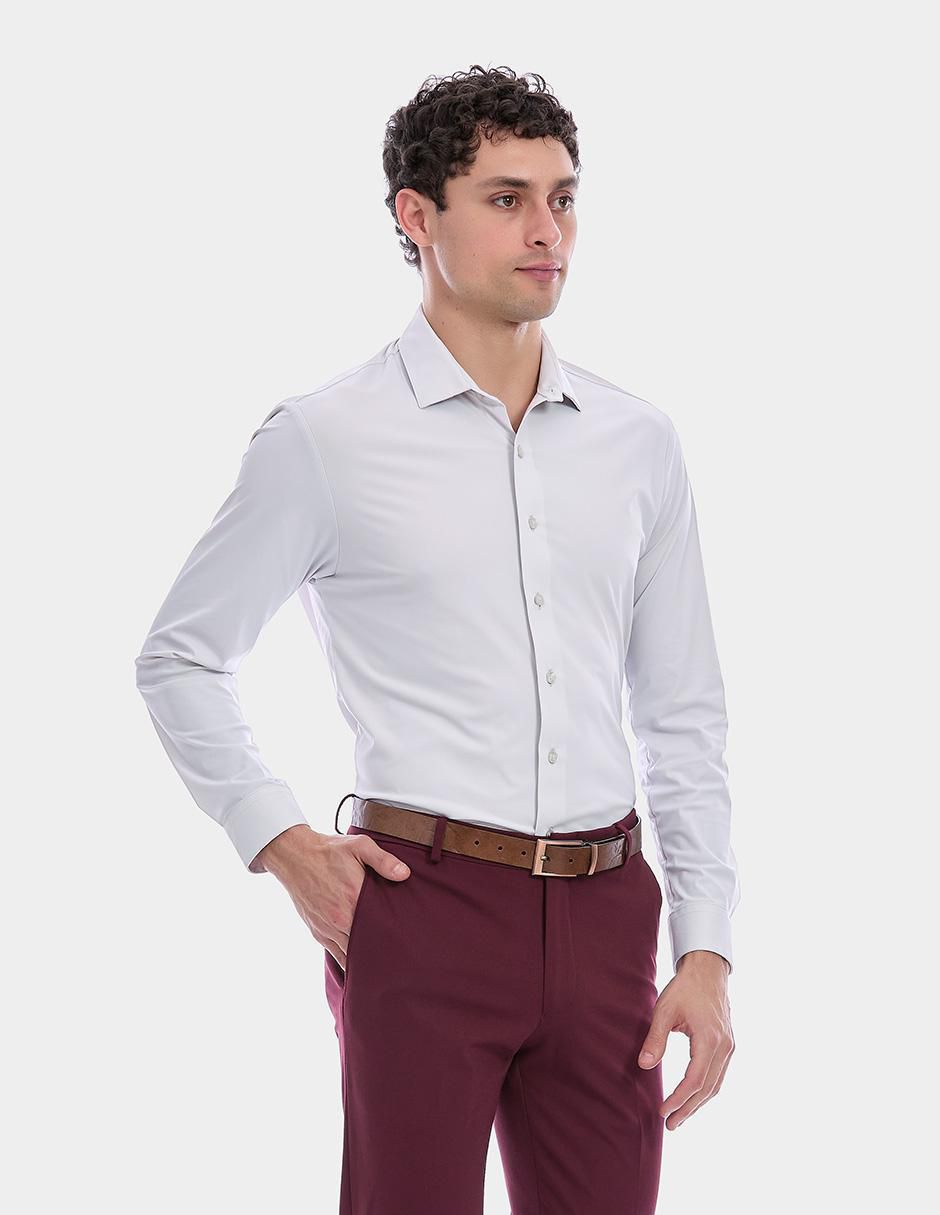 Camisa business casual manga larga para hombre