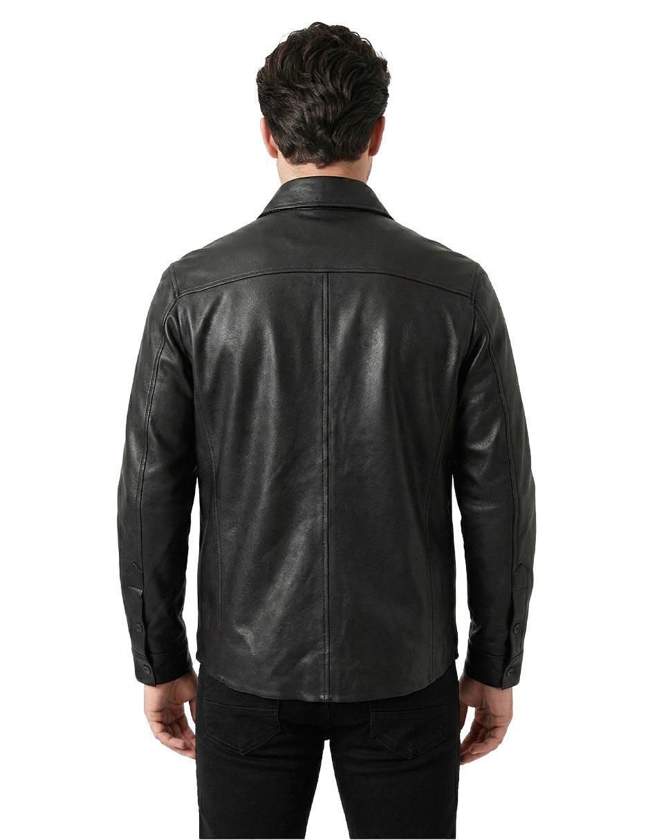 Chamarra casual Cuadra de piel para hombre
