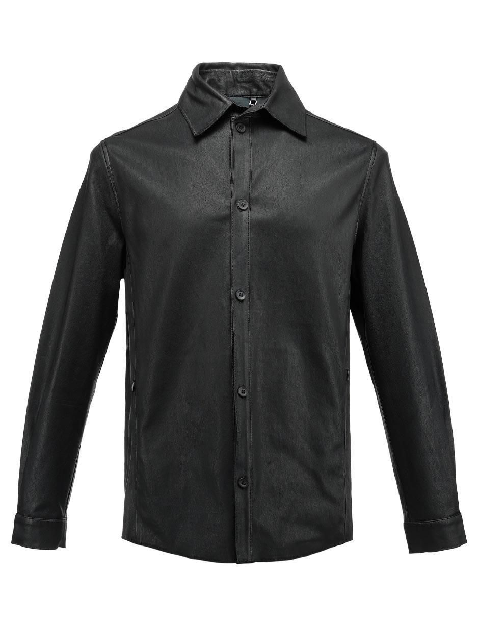 Chamarra casual Cuadra de piel para hombre