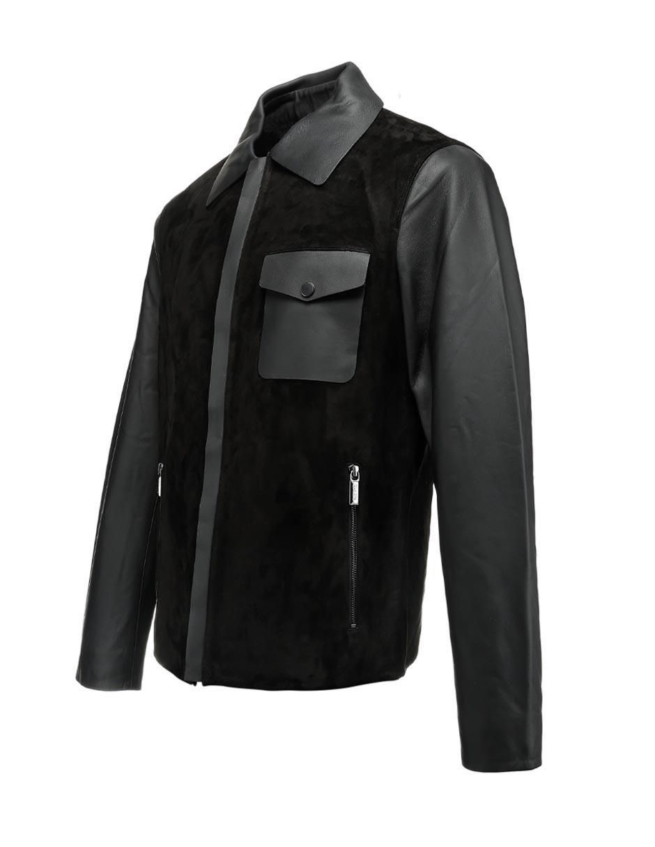Chamarra casual Cuadra de piel para hombre