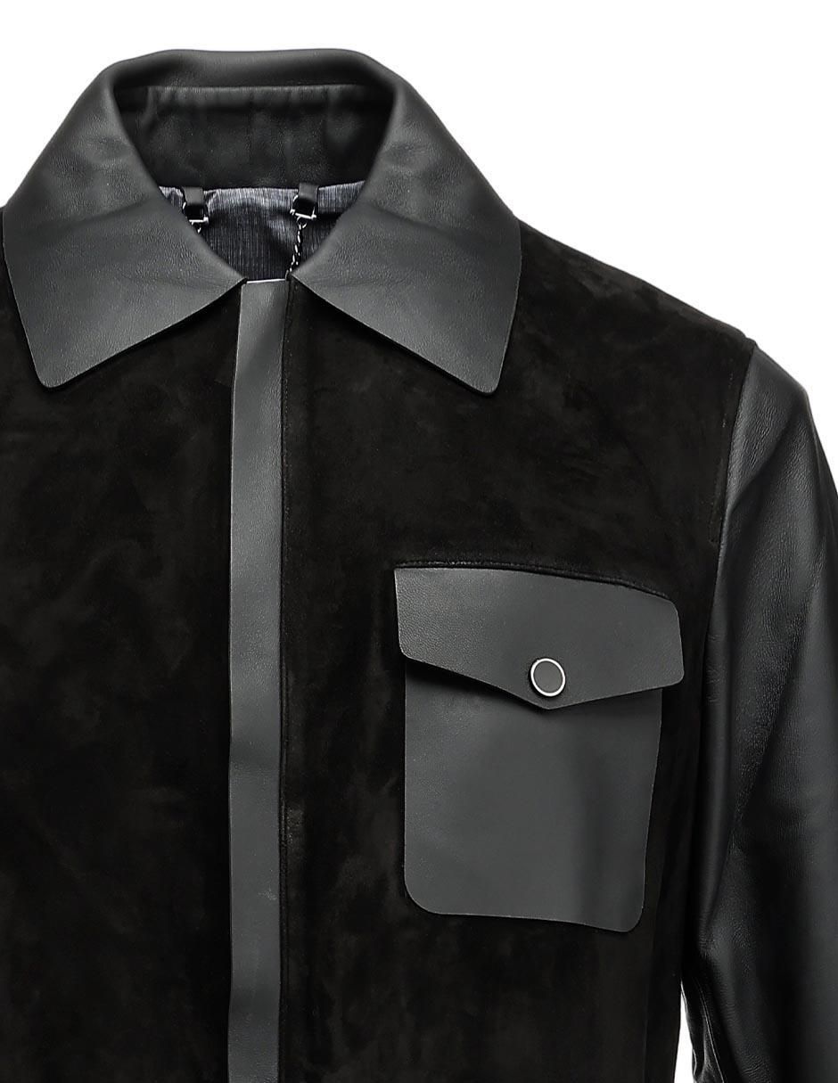 Chamarra casual Cuadra de piel para hombre