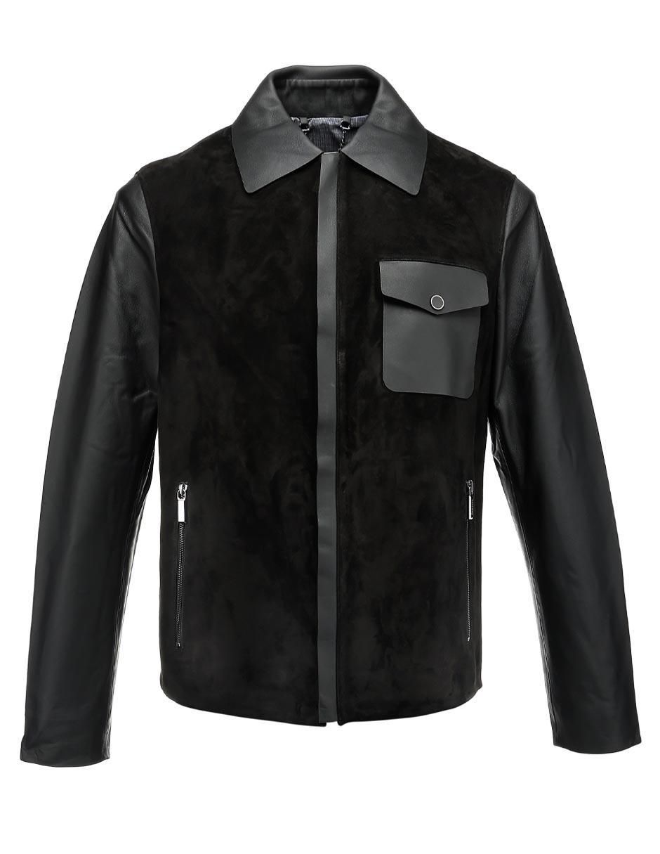 Chamarra casual Cuadra de piel para hombre