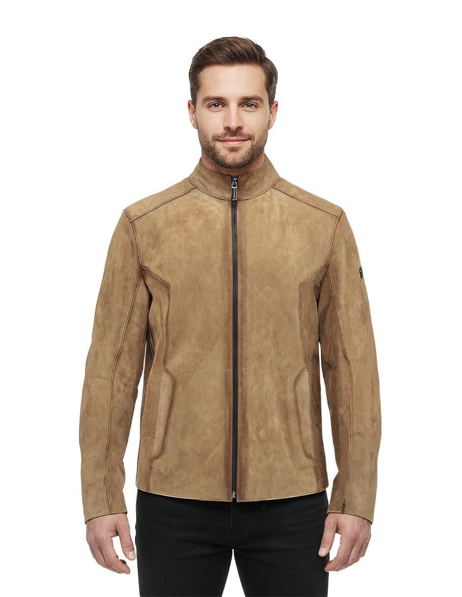 Chamarra casual de piel para hombre