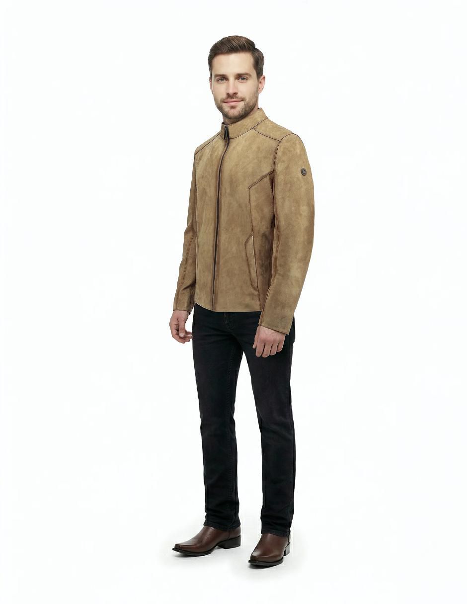 Chamarra casual Cuadra de piel para hombre