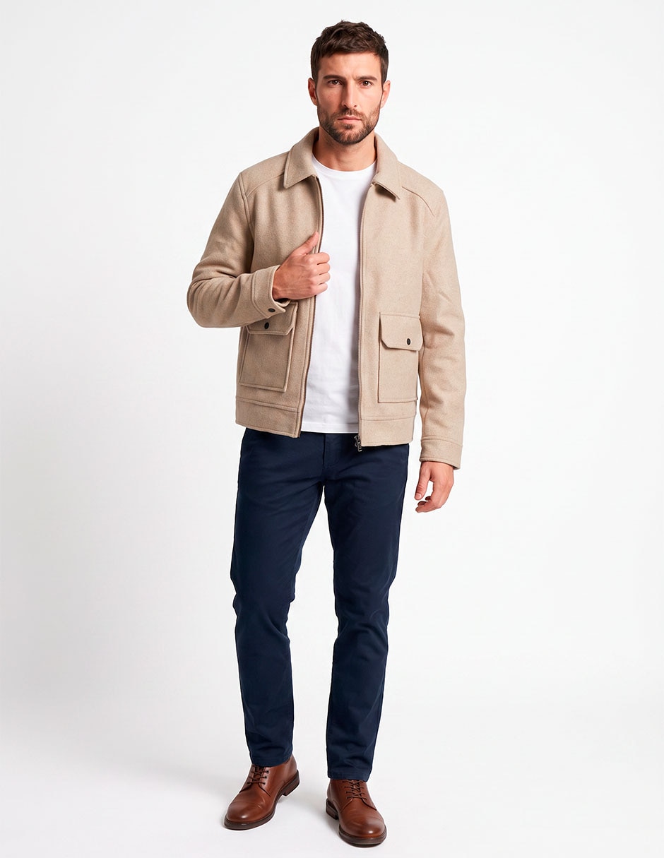 Chamarra casual con bolsillos para hombre Chamarra casual con bolsillos para hombre