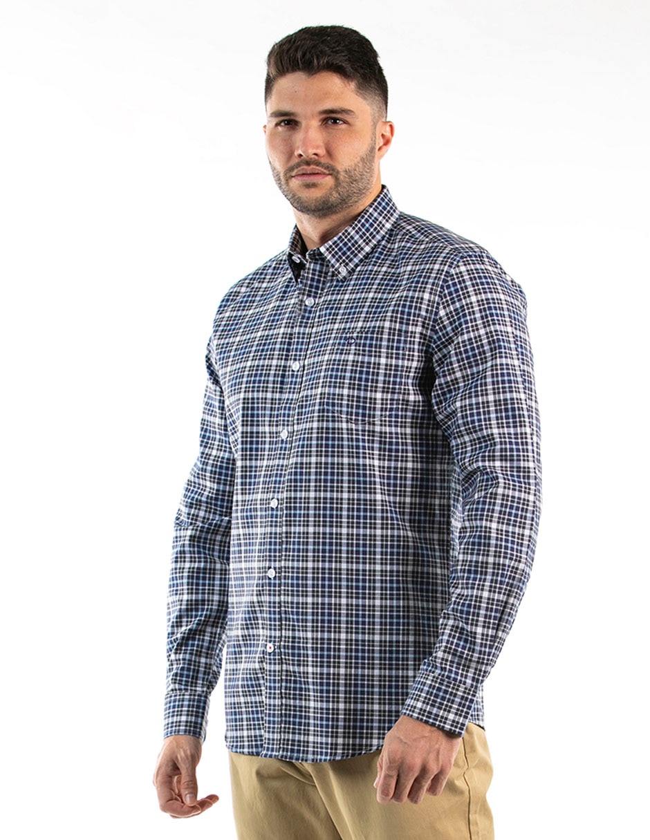 Camisa casual de algodón manga larga para hombre