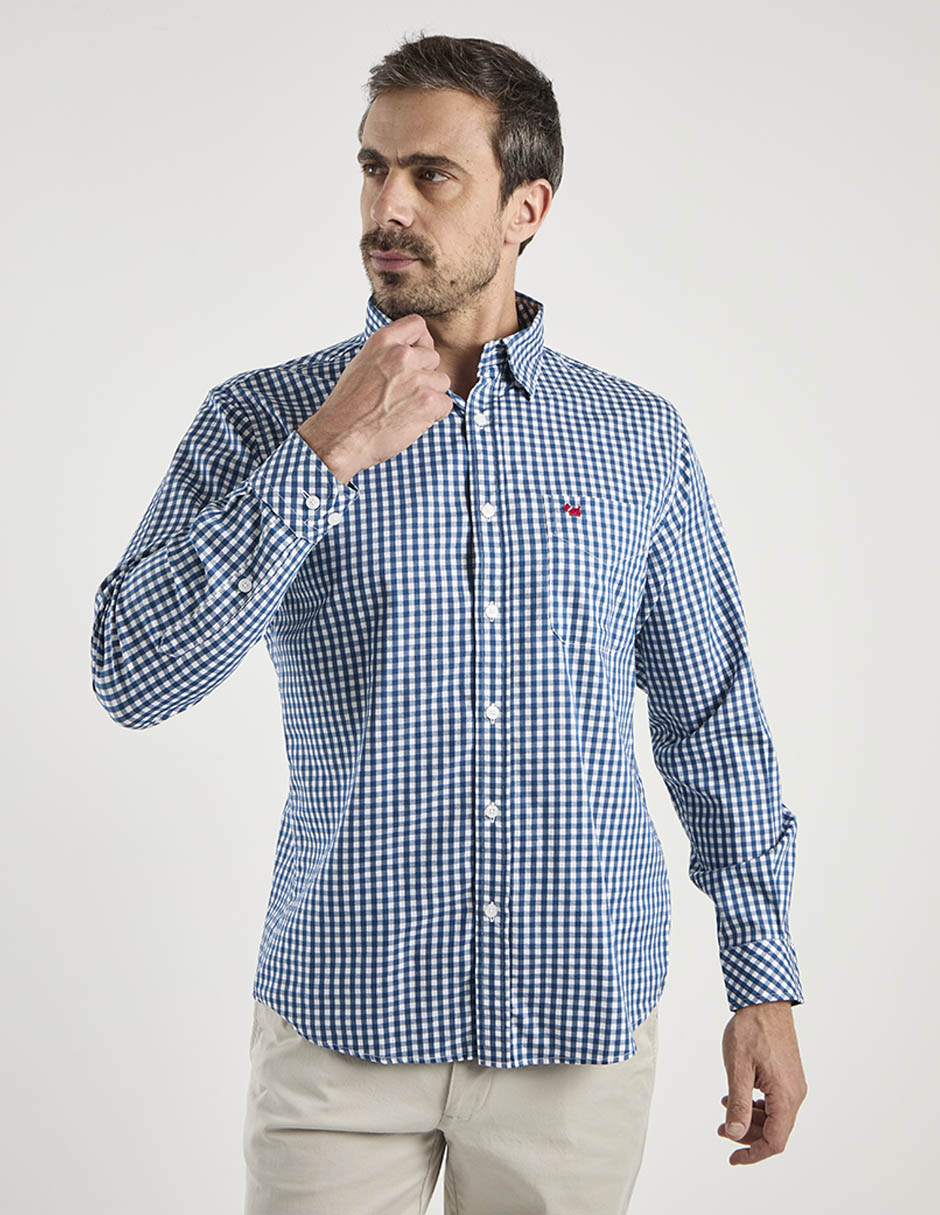 Camisa casual Ferrioni de algodón manga larga para hombre