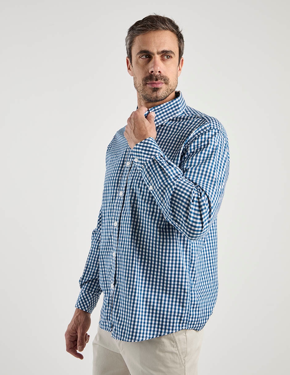 Camisa casual Ferrioni de algodón manga larga para hombre
