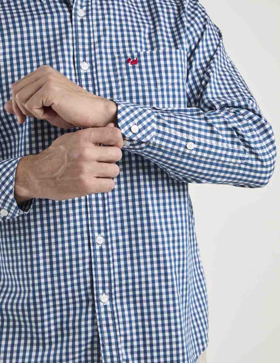 Camisa casual Ferrioni de algodón manga larga para hombre
