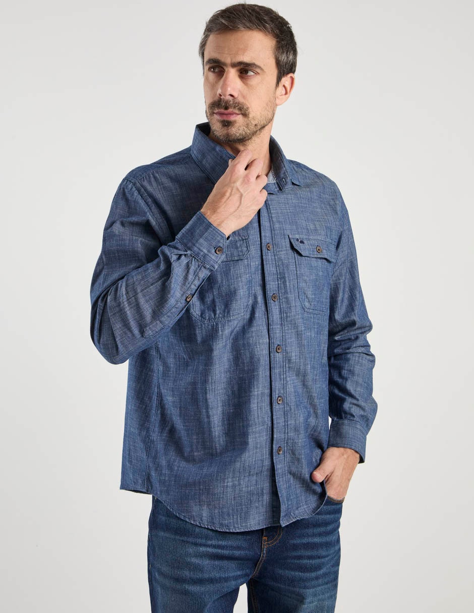 Camisa casual de algodón manga larga para hombre Camisa casual de algodón manga larga para hombre