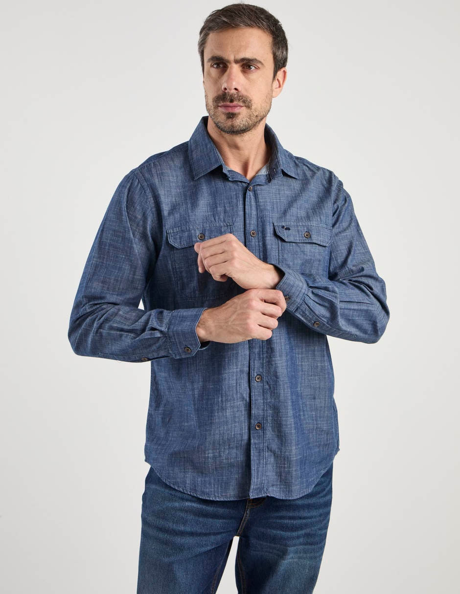 Camisa casual de algodón manga larga para hombre 5