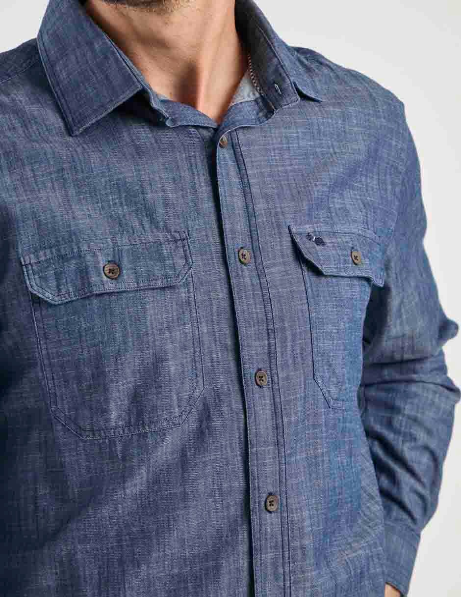 Camisa casual de algodón manga larga para hombre