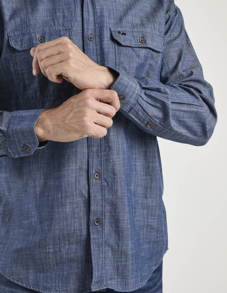 Camisa casual de algodón manga larga para hombre