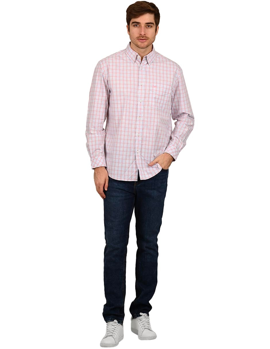 Camisa casual de algodón manga larga para hombre
