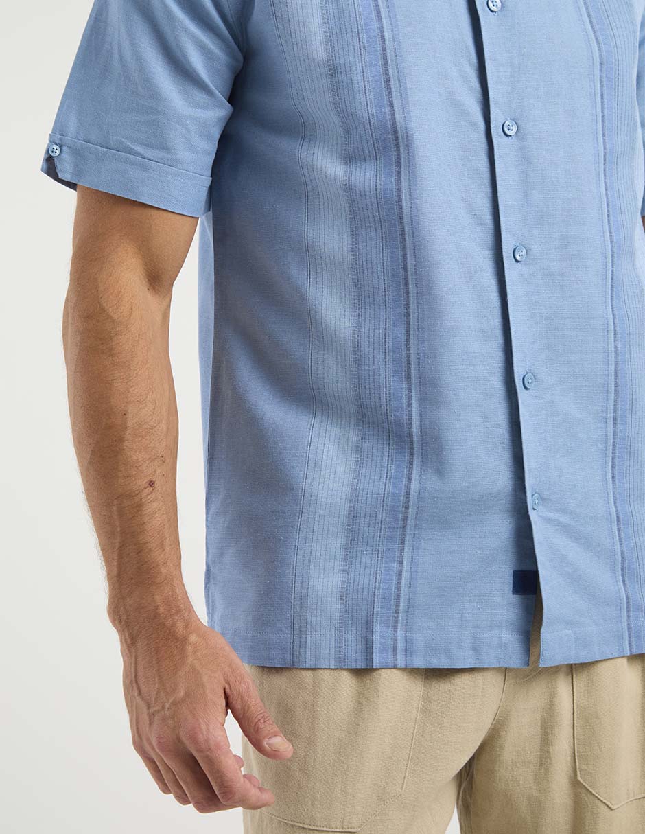 Camisa casual de lino manga corta para hombre 9
