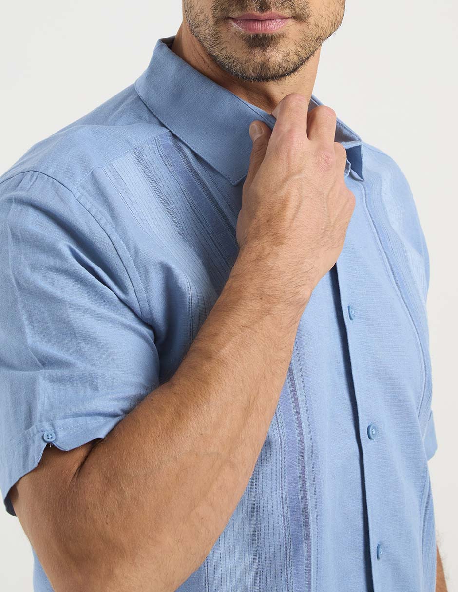 Camisa casual de lino manga corta para hombre 10