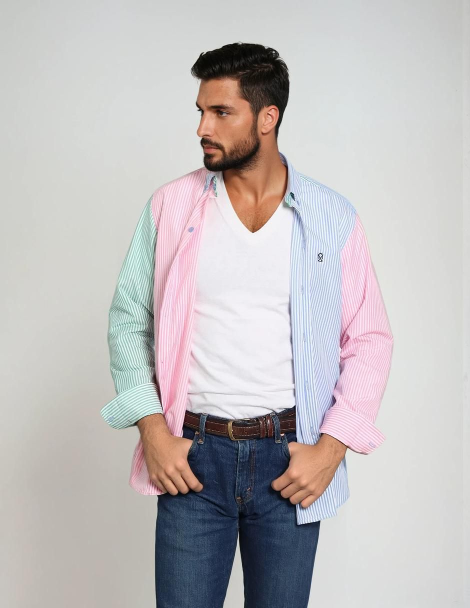Camisa casual manga larga para hombre