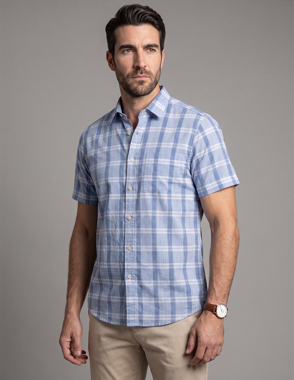 Camisa casual de algodón manga corta para hombre Camisa casual de algodón manga corta para hombre