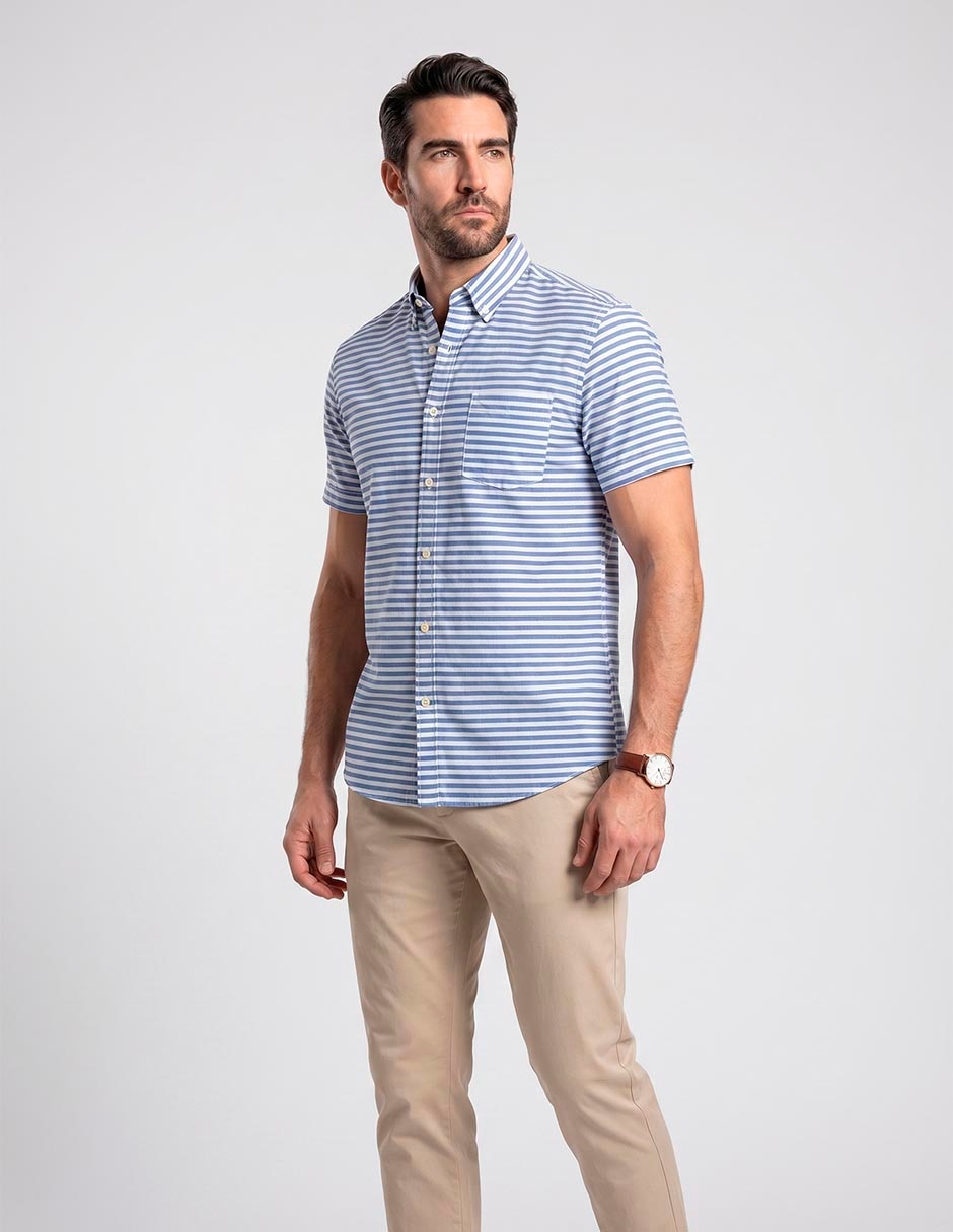 Camisa casual de algodón manga corta para hombre 3