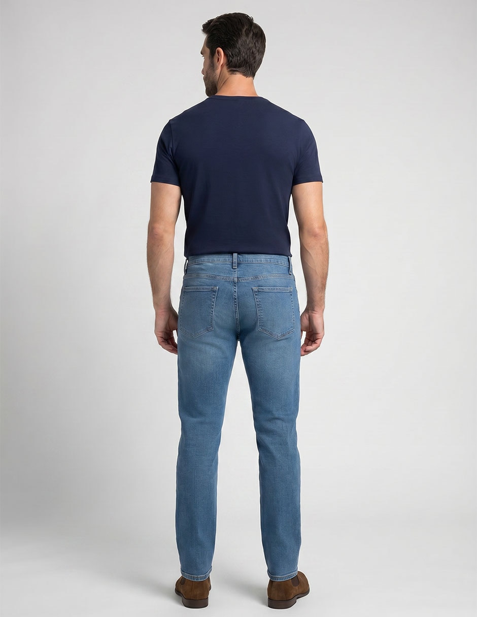 Jeans straight lavado claro para hombre 2