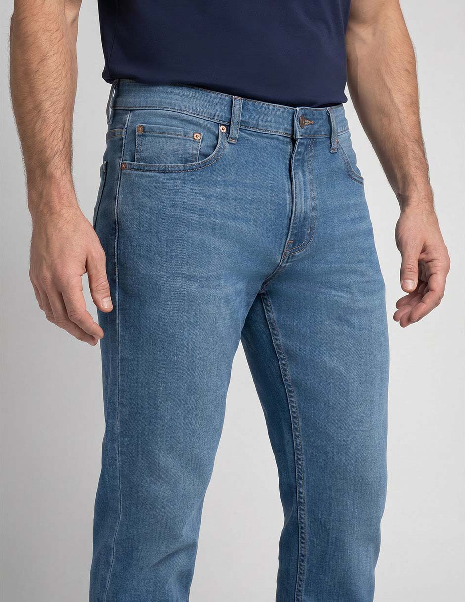 Jeans straight lavado claro para hombre 4