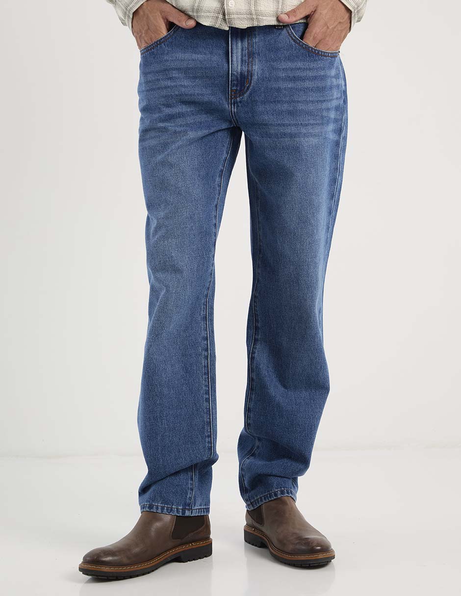 Jeans regular lavado obscuro para hombre