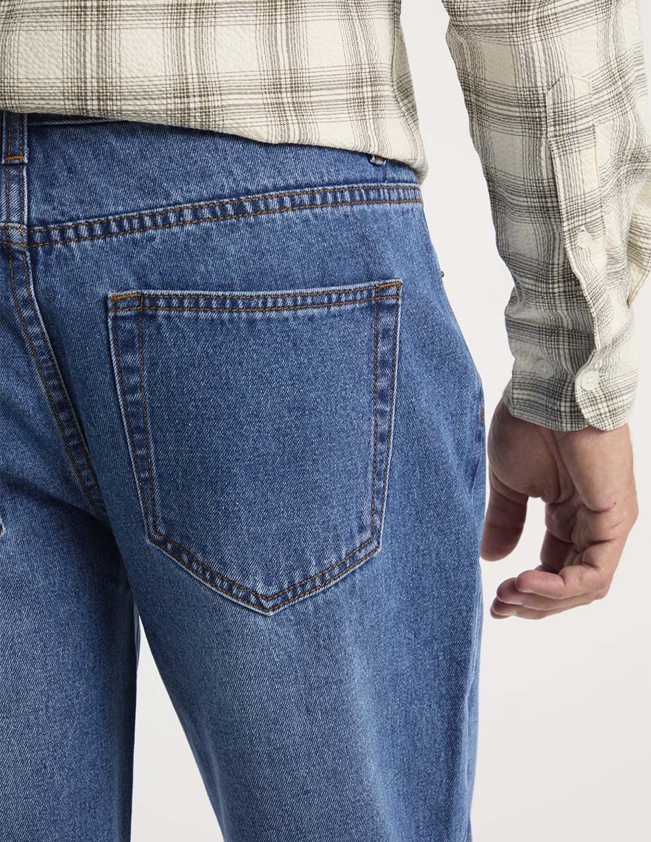 Jeans regular lavado obscuro para hombre 5