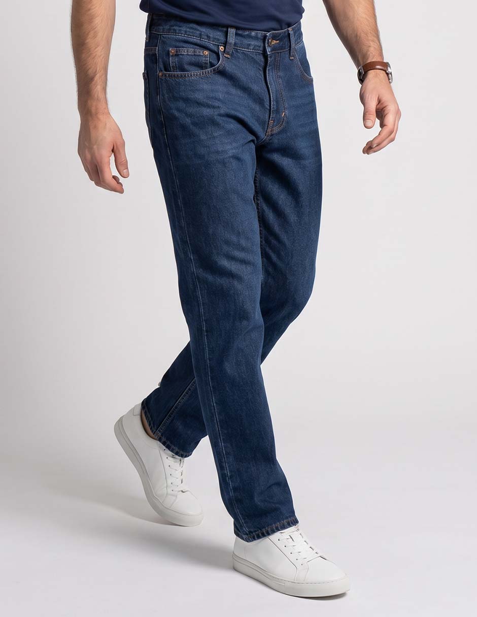 Jeans regular lavado obscuro para hombre