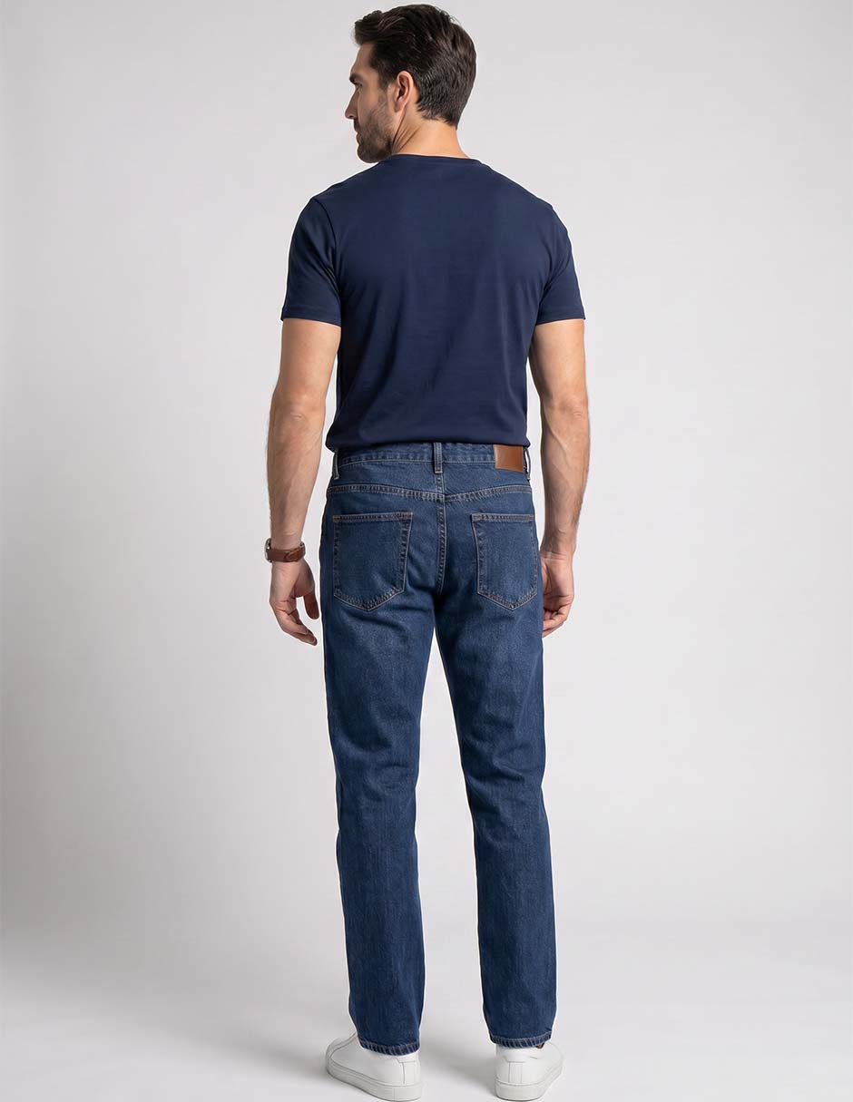 Jeans regular lavado obscuro para hombre 2