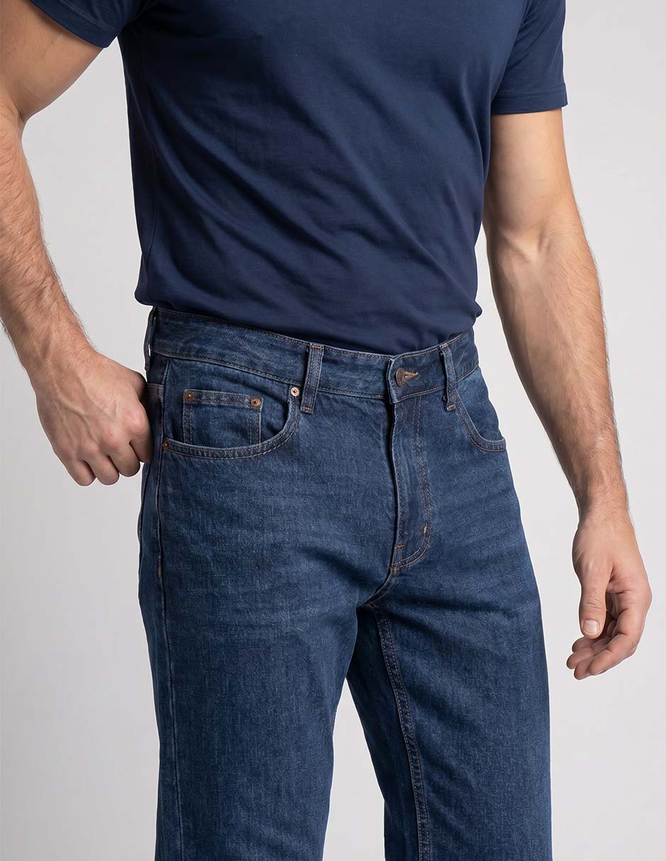 Jeans regular lavado obscuro para hombre 3