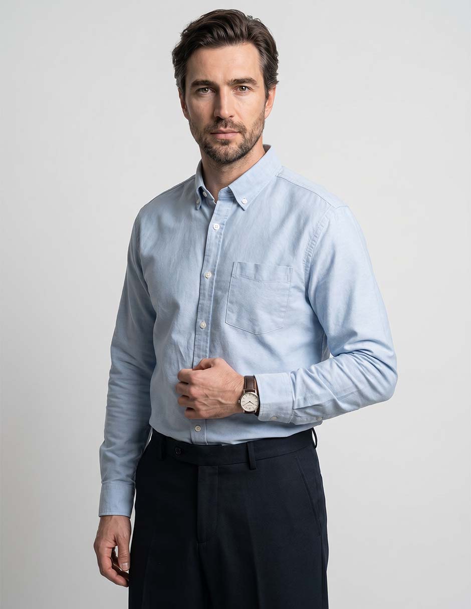 Camisa casual de algodón manga larga para hombre