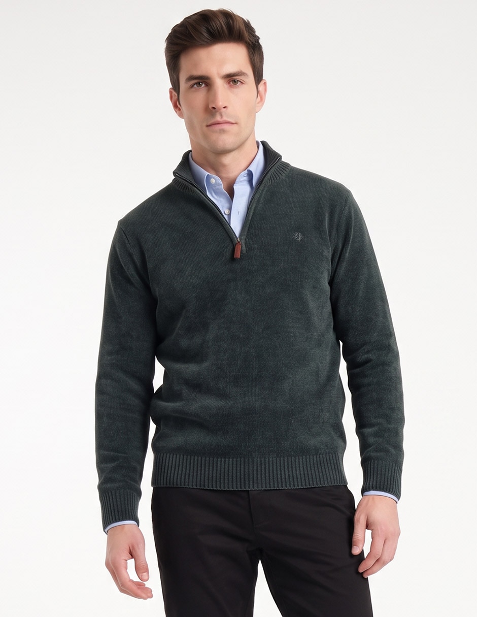 Suéter cuello con cierre para hombre