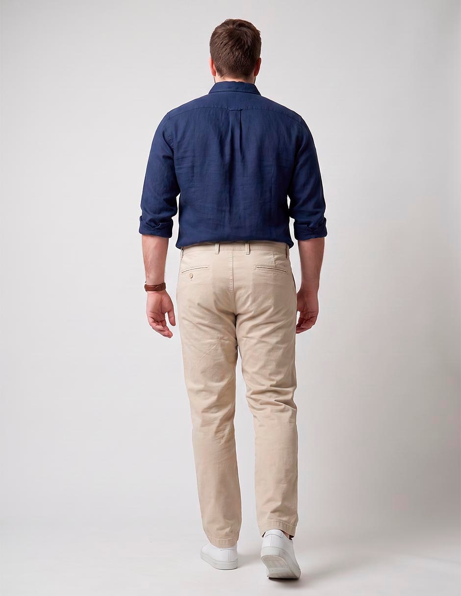 Pantalón casual chino regular de algodón para hombre 4