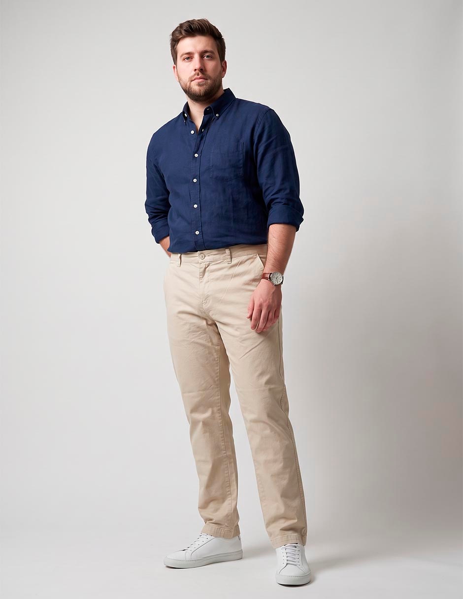 Pantalón casual chino regular de algodón para hombre 3