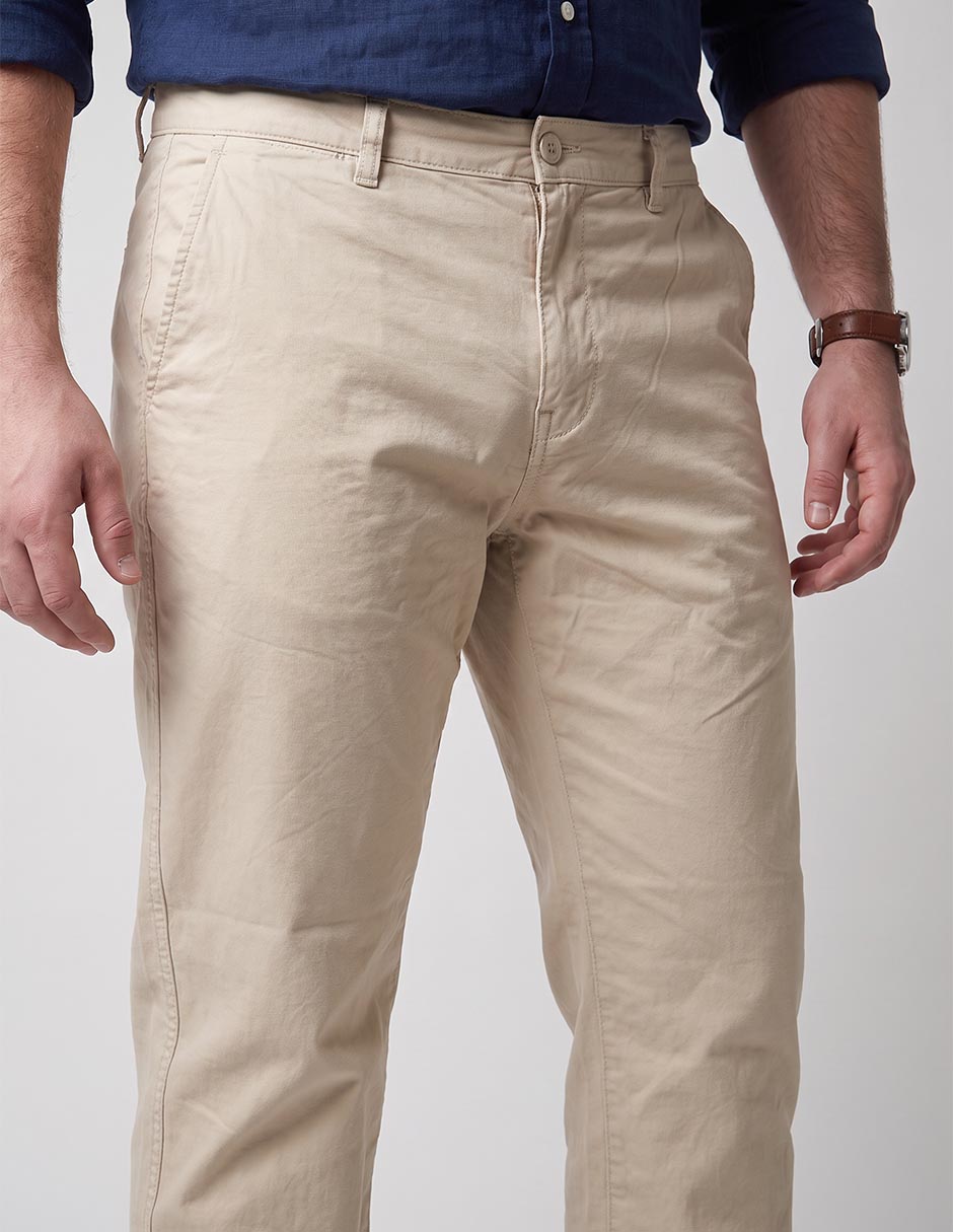 Pantalón chino regular de algodón para hombre 8