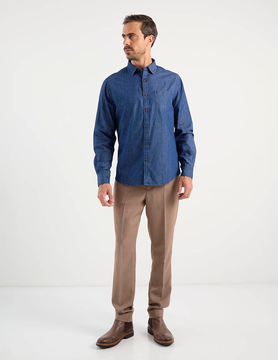 Camisa casual manga larga para hombre 9
