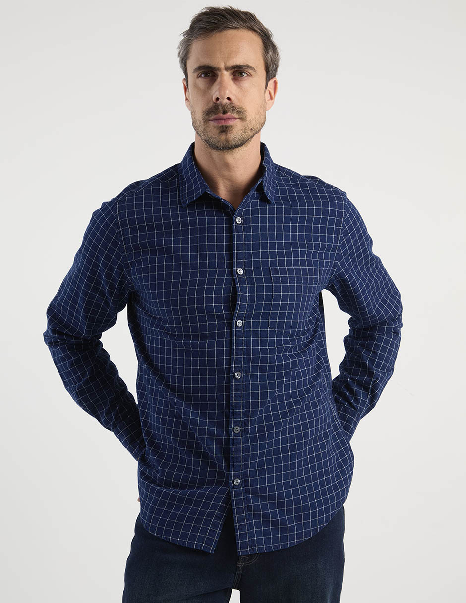Camisa casual de algodón manga larga para hombre Camisa casual de algodón manga larga para hombre
