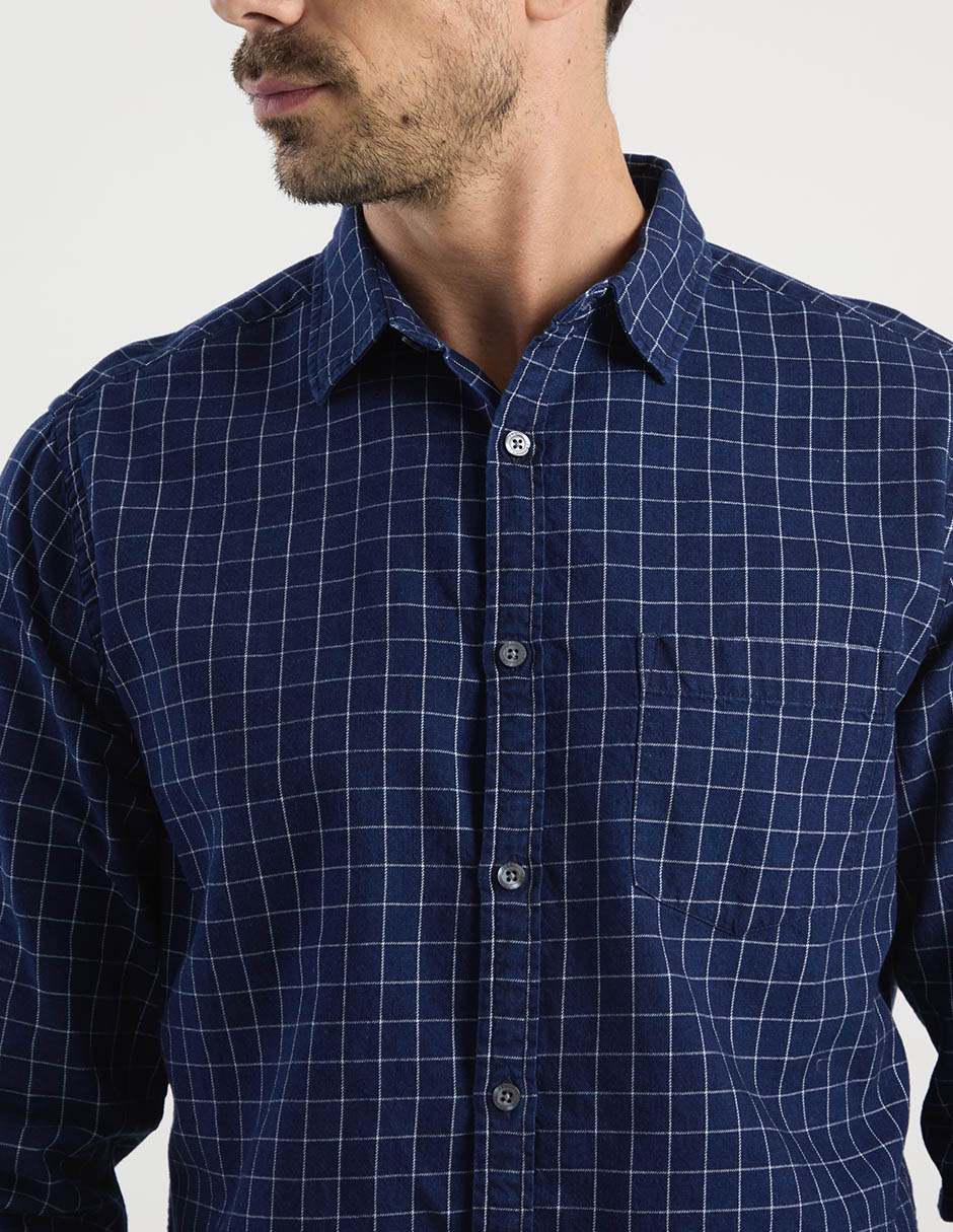 Camisa casual de algodón manga larga para hombre