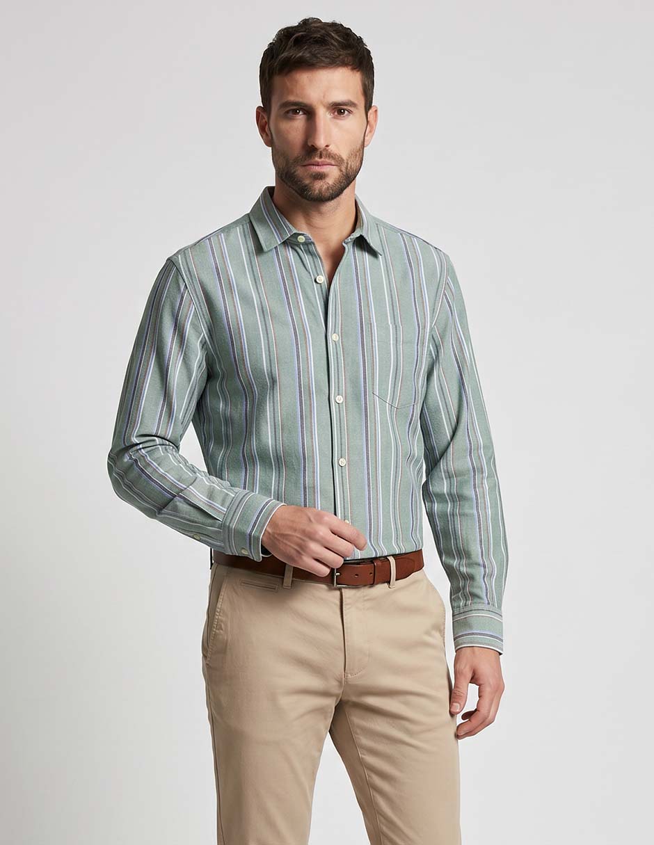 Camisa casual de algodón manga larga para hombre