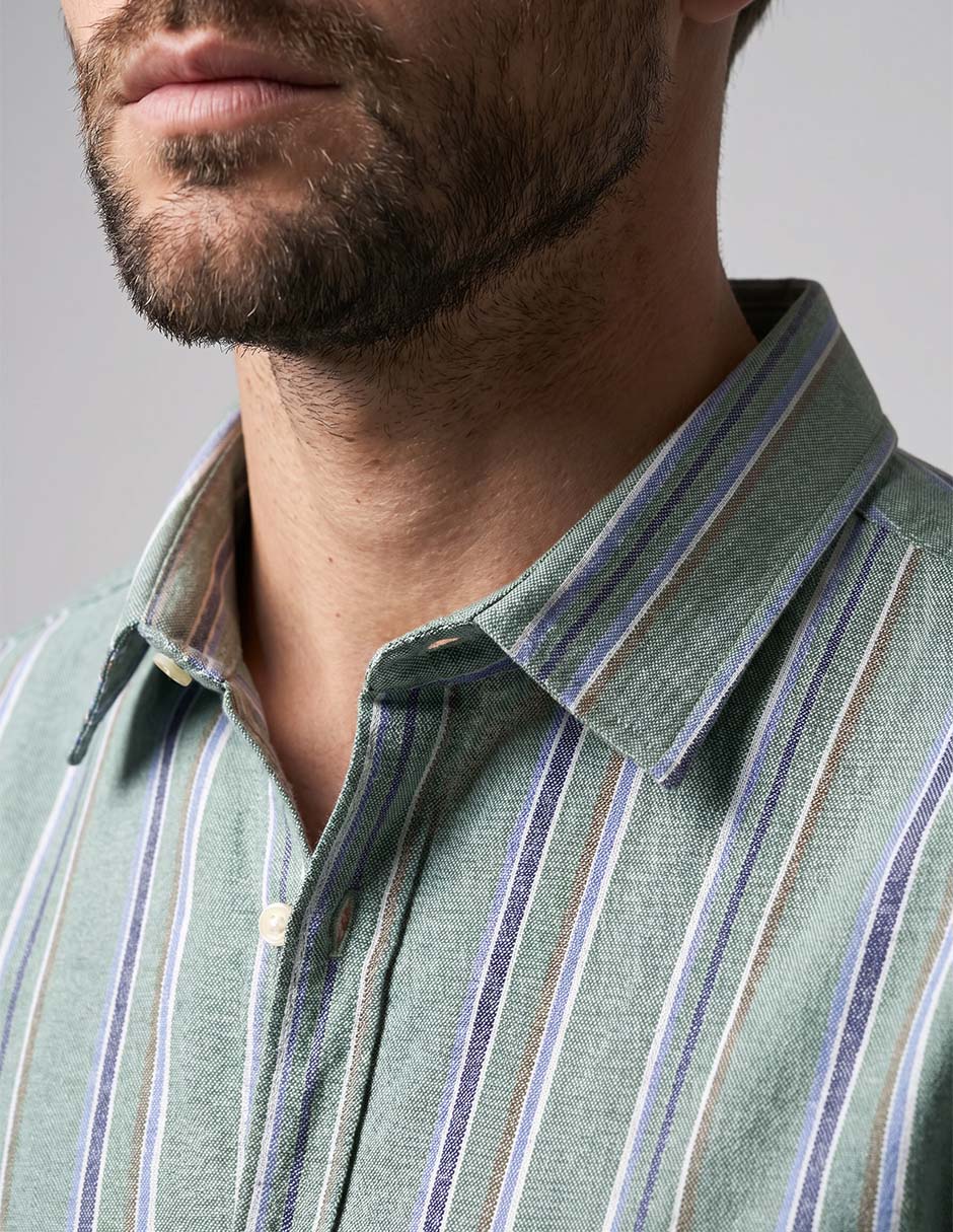 Camisa casual de algodón manga larga para hombre