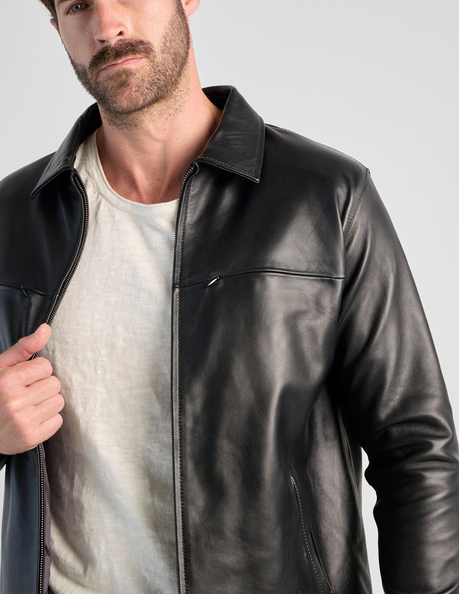 Chamarra casual de piel bovino para hombre 3