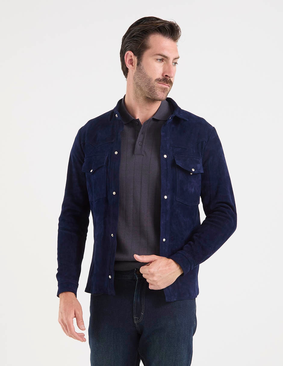 Chamarra denim de gamuza con bolsillos para hombre 2