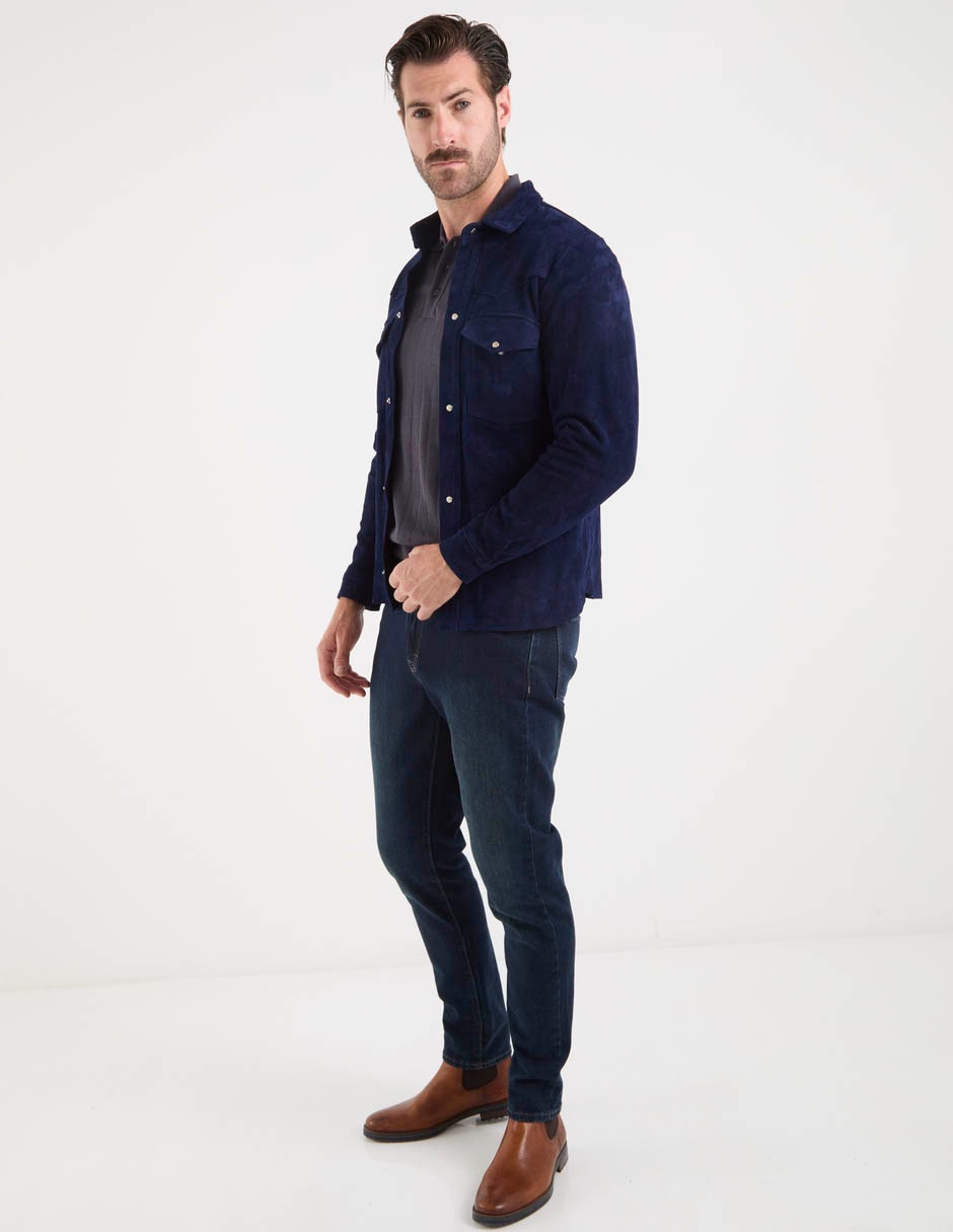 Chamarra denim de gamuza con bolsillos para hombre 3