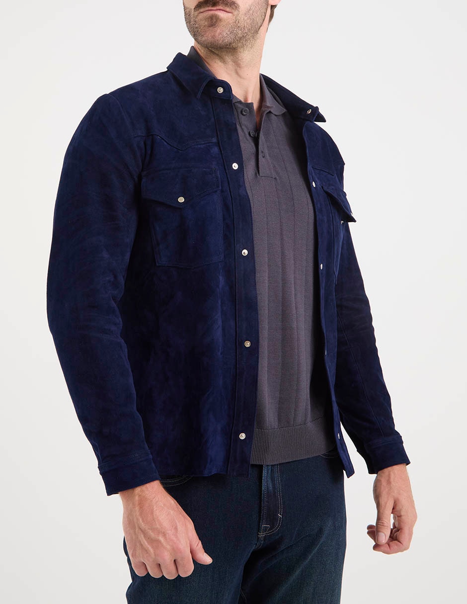 Chamarra denim de gamuza con bolsillos para hombre 5