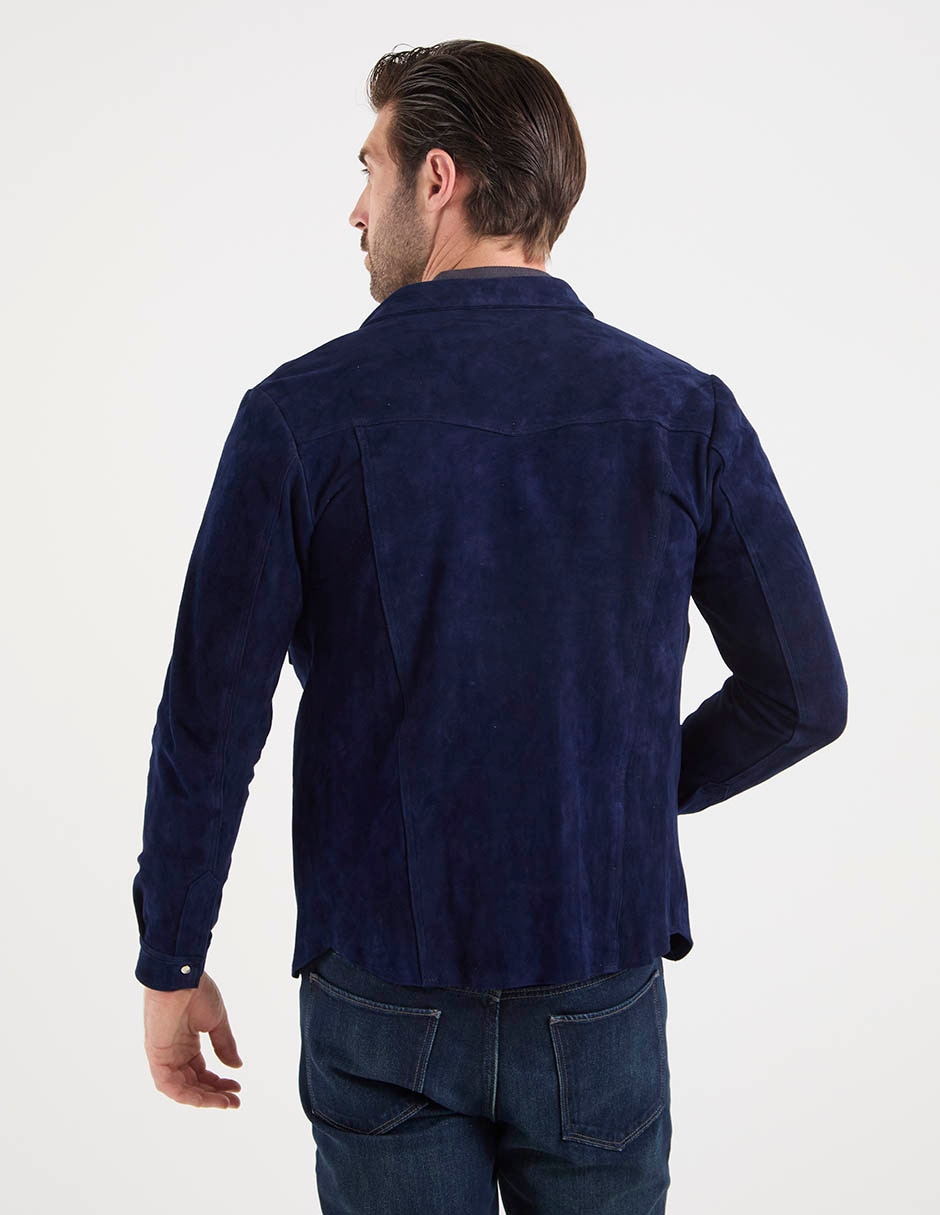 Chamarra denim de gamuza con bolsillos para hombre 6